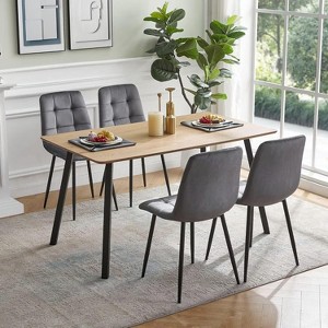 NicBex Matte Faux Leather Suede Dining Chairs Set of 4,Upholstered Chairs with Metal Legs for Dining Room,Living Room,Kitchen,Gray - 1 of 4