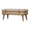 TiramisuBest Contemporary Bench in Silver Metal and Camel Faux Leather, 18.0"L Entryway Bench - 3 of 4