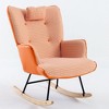 35.5-inch rocking chair, cotton and linen cushioned gliding chair with high backrest armrests, living room and bedroom - 4 of 4