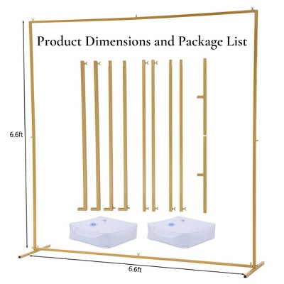 Gold Metal Square Wedding Arch Backdrop Stand 6.6x6.6 FT
