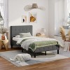 Yukimo Twin Upholstered Bed Frame with Button Tufted Headboard, Solid Wood Slat Support Metal Platform Bed with Storage Space - 3 of 4