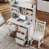 VYNXARIA Vintage 40"Home Executive Desk Set with Upholstered Chair & Bookshelf - Computer Desk with 4 Drawers & Storage Shelf,White - 2 of 4