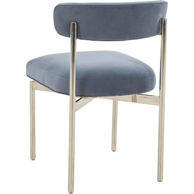 UNISOAR Modern Velvet Dining Chair with Silver Legs Upholstered Armless Side Chair Velvet Beige/Grey Blue/Green