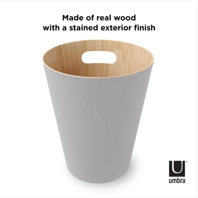 Gray Wood Open Top Bathroom Waste Basket