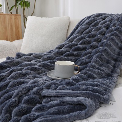 Kate Aurora Modern Lux Ultra Soft & Plush Ribbed Accent Throw Blanket - 50 in. W x 60 in. L