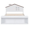 White House Platform Bed with Chimney Built-in Window Pine Wood MDF Boards Bed Frame for Kids Boys Girls Teens White - 4 of 4