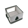 Household Essentials Medium Holiday Storage Box Green: Canvas Decorative Storage Box, 13"x13"x8.5", Spot Clean - 3 of 4