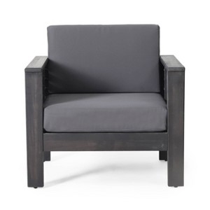 Christopher Knight Home Louver Outdoor Club Chairs with Cushions Acacia Wood Dark Gray - 1 of 4