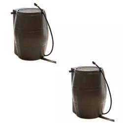FCMP Outdoor RC4000-BRN 45-Gal BPA Free Home Rain Water Catcher Barrel (2 Pack)