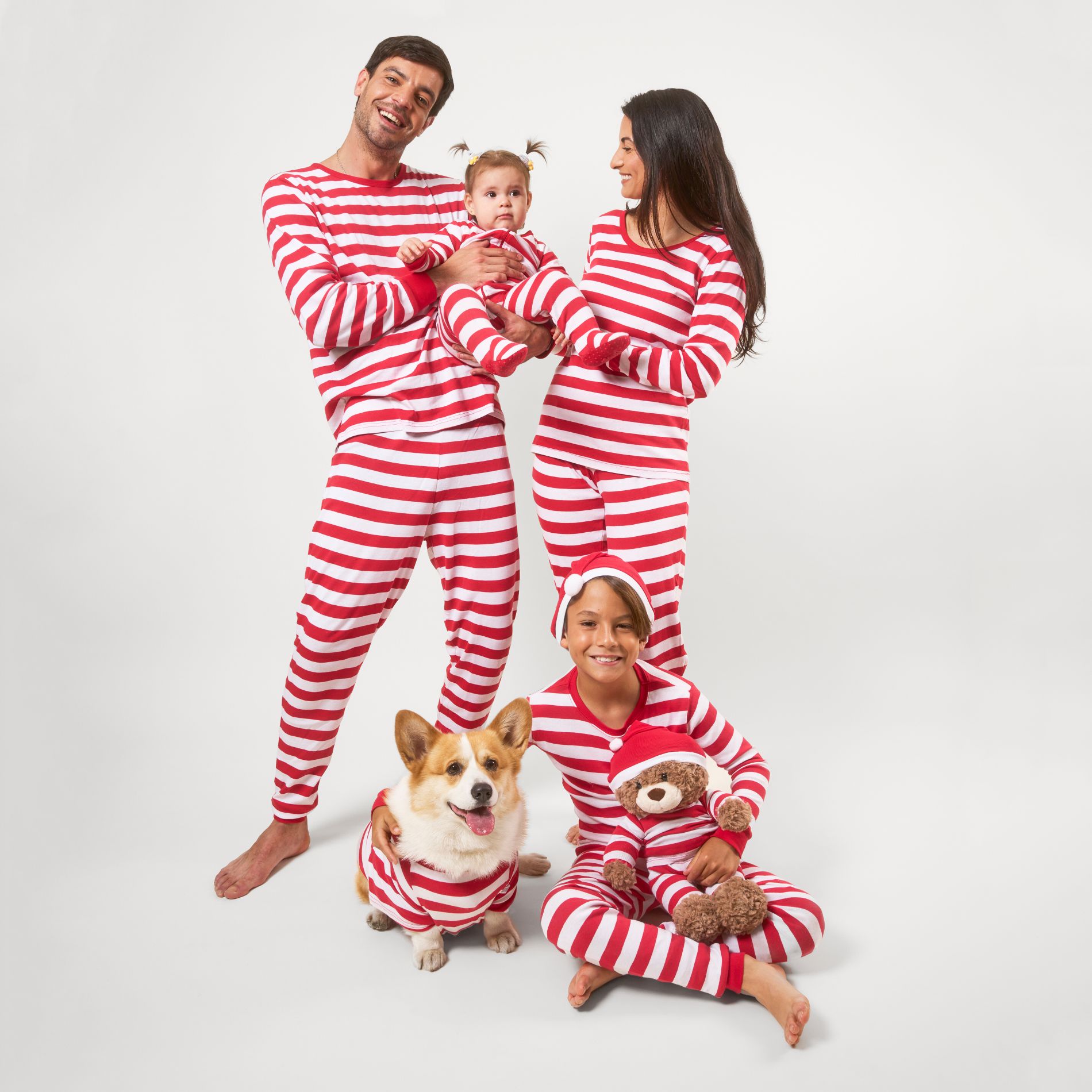 Leveret Matching Family Pajamas Red and White Striped