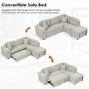 CIPACHO Gray 86.6 Inch L Shaped Sectional Sofa Couch Pull out Sofa Bed with Movable Ottoman Two USB Ports and Two Cup Holders for Living Room - 4 of 4