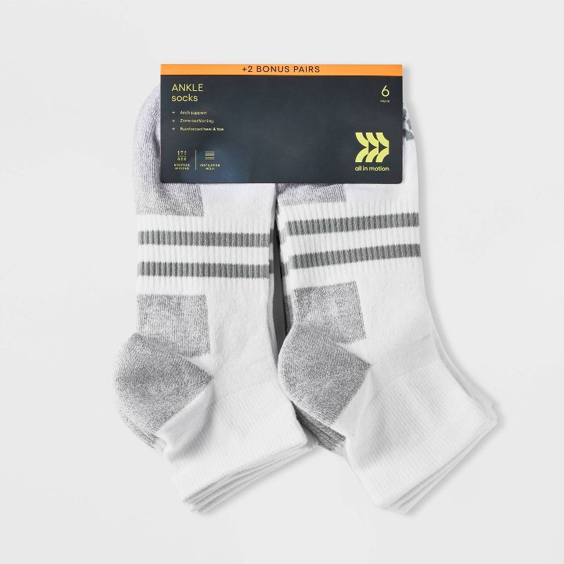 Men's Training 8pk Ankle Socks - All in Motion™ 6-12, 3 of 5
