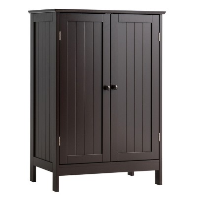 Bathroom Floor Storage Cabinet Double Door Kitchen Cupboard Shoe Cabinet Brown