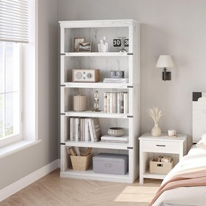 Farmhouse Bookshelf with Storage Open Display Shelves, Wooden Bookcase, Home Decor Furniture for Office, Living Room, Bedroom - 1 of 4