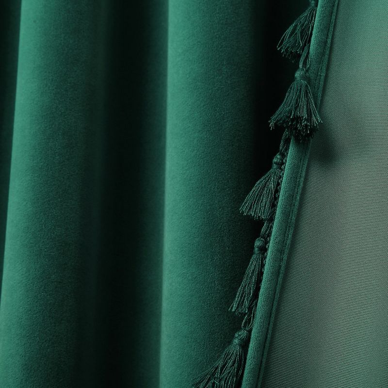 Trinity Tassels Soft Luxury Room Darkening Velvet Window Curtain Panels for Living Room, 3 of 6