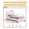 Lycvki Pink Twin Size Bed Frame with Trundle Bed and a Pocket Design - 3 of 4