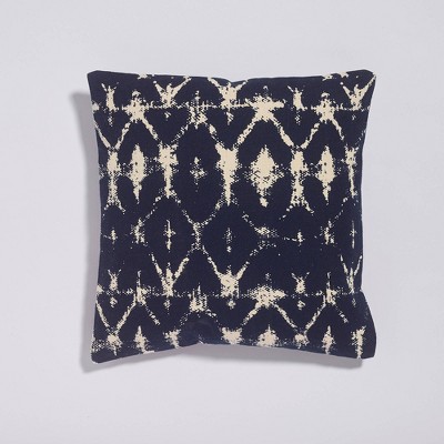 18"x18" Batik Print Throw Pillow Navy - Sure Fit