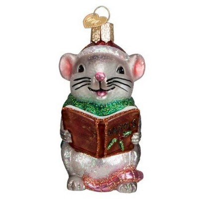 Old World Christmas 4.0 Inch Grey Caroling Mouse Not Creature Stirring Tree Ornaments