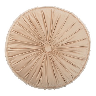 Champagne Velvet 18" Round Tufted Floor Pillow