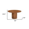 HomeRoots 56" Brown Solid Wood Ribbed Texture Pedestal Base Round Dining Table - 3 of 4