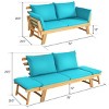 Tangkula Outdoor Folding Daybed Patio Acacia Wood Convertible Couch Sofa Bed TurquoiseRed WhiteDark Grey - 2 of 4