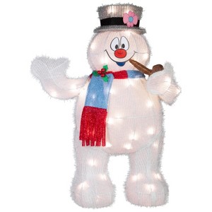 Gemmy Holiday Tinsel Yard Sculpture Frosty w/Pipe 28" WB, Multicolored - 1 of 4