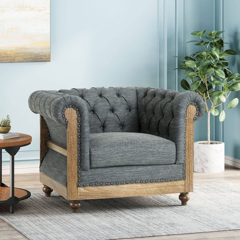 Voll Chesterfield Tufted Fabric Club Chair with Nailhead Trim - Christopher Knight Home, 3 of 11