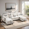 MYINDA 124'' Modern Velvet U-Shaped Sofa, 4-Seater Combo Sofa with Removable Legs for Living Room - 3 of 4
