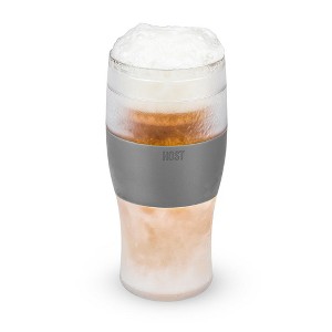 Host Freeze Beer Glass, Freezer Gel Chiller Double Wall Plastic Frozen Pint Glass, Set of One, 16 oz, Gray - 1 of 4