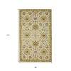 Gold Beige And Brown Wool Floral Medallion Hand Hooked Area Rug - 3 of 4