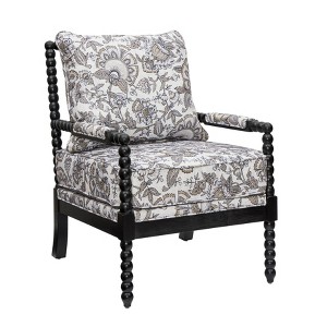 Roundhill Furniture Belvoir Upholstered Spool Accent Chair with Turned Wood Frame - 1 of 4