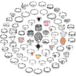 70 Pcs Vintage Crystal Ring Set Knuckle Rings for Women Bohemian Stackable Joint Rings Retro Boho Stacking Joint - 1 of 4