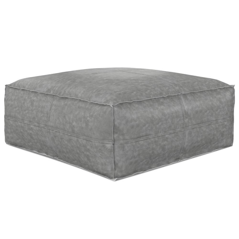 Photos - Other Furniture Wendal Large Square Coffee Table Pouf Distressed Gray - WyndenHall