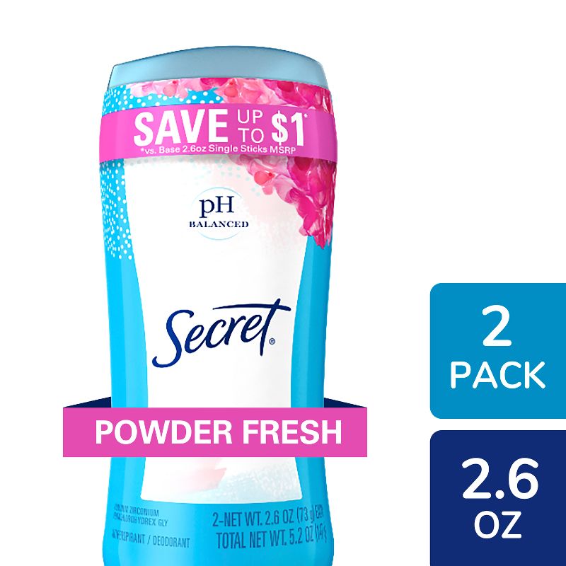 Secret Invisible Solid Antiperspirant and Deodorant - Powder Fresh Twin Pack - 2.6oz/2ct, 1 of 10