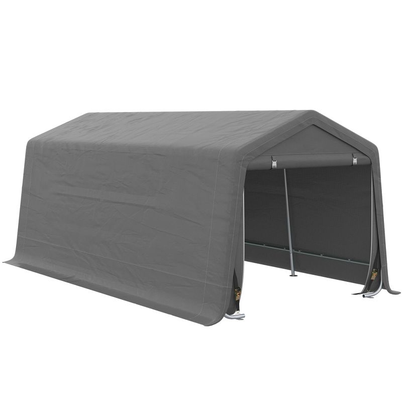 Outsunny 10' x 20' Portable Garage, Heavy Duty Carport, Storage Tent Shelter w/ Anti-UV Sidewalls and Double Zipper Doors, 1 of 7