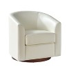 Jessie 30.5" Wide Modern Swivel Barrel Faux Leather Chair with Solid Wood Base|ARTFUL LIVING DESIGN - 2 of 4
