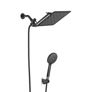 Okak 10IN High Pressure Shower Heads with 11IN Extension Arm, Handheld Shower Head with 6 Settings Adjustable, Dual Shower Head - 1 of 4