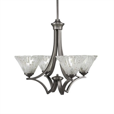 Toltec Lighting Zilo 4 - Light Chandelier in  Graphite with 7" Italian Ice Shade