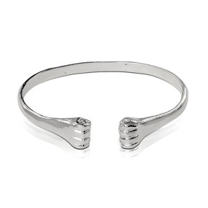 Better Jewelry, .925 Sterling Silver Flat Fists Ends Bangle, 1 piece - 1 of 2
