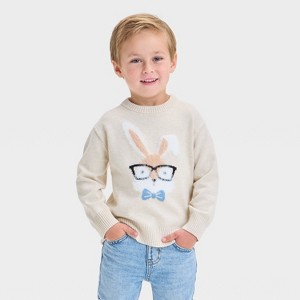 Toddler Boys' Bunny Sweater - Cat & Jack™ Oatmeal - 1 of 4