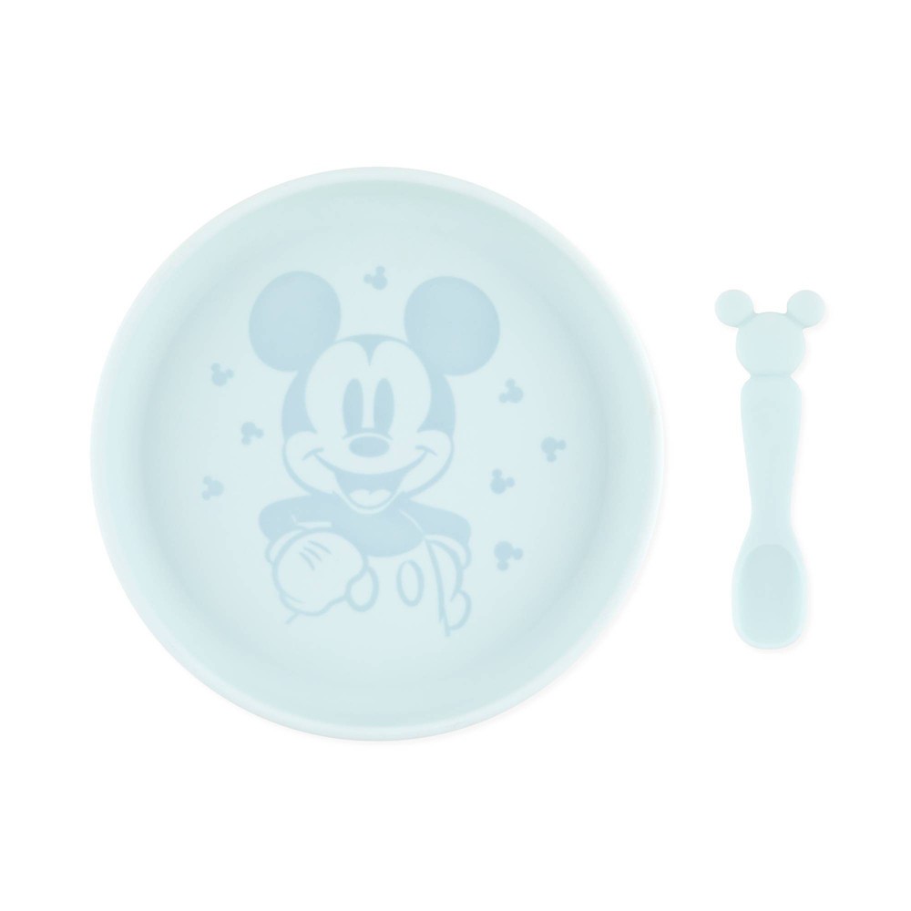Photos - Other kitchen utensils Bumkins Disney  2pc Disney Mickey Mouse Dinnerware Set - Light Blue 