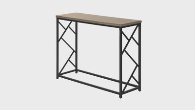 Taupe and Black Metal Rectangular Entryway Console Table