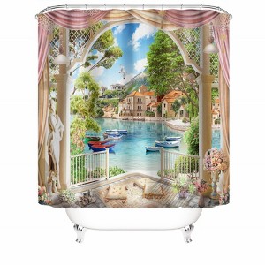 Beachfront Apartment Shower Curtains for Bathroom Waterproof Fabric Bath Curtain Durable Soft Stylish Bathroom Decor 72x72 Inch - 1 of 1