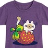 Girls' - Instant Message - Kawaii Cat with Strawberry Fitted Short Sleeve Graphic T-Shirt - 2 of 4