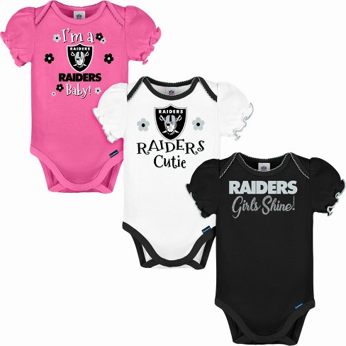 Nfl Las Vegas Raiders Baby Girls' Onesies 3pk Set - 6-9m : Target