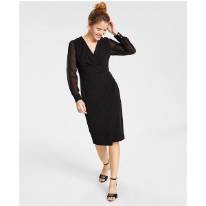 Tommy Hilfiger Womens Scuba Crepe Chiffon Sleeve Sheath Dress - 1 of 1