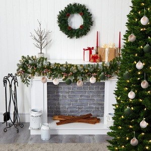 25PCS 6 cm Velvet Christmas Ornament Balls Set - Green Brown Neutral Classic Textured Décor for Xmas Tree Holiday Wedding Party Decorations - 1 of 4