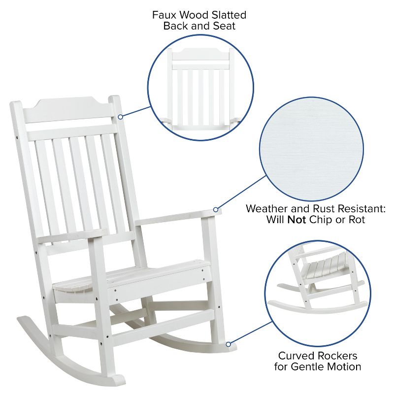 Emma and Oliver All-Weather Rocking Chair in Faux Wood - Patio and Backyard Furniture, 4 of 13