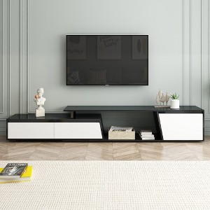 Modern Minimalist Rectangle Extendable TV Stand Wooden TV Cabinet With 2 Drawers 1 Cabinet Easy Assembly Entertainment Center TV Stand - 1 of 4