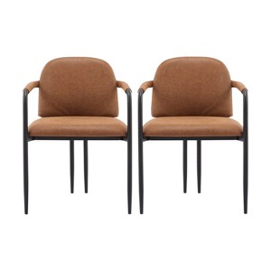 Christopher Knight Home Set of 2 Jeremiah Modern Upholstered Dining Chairs with Iron Frame Brown - 1 of 4